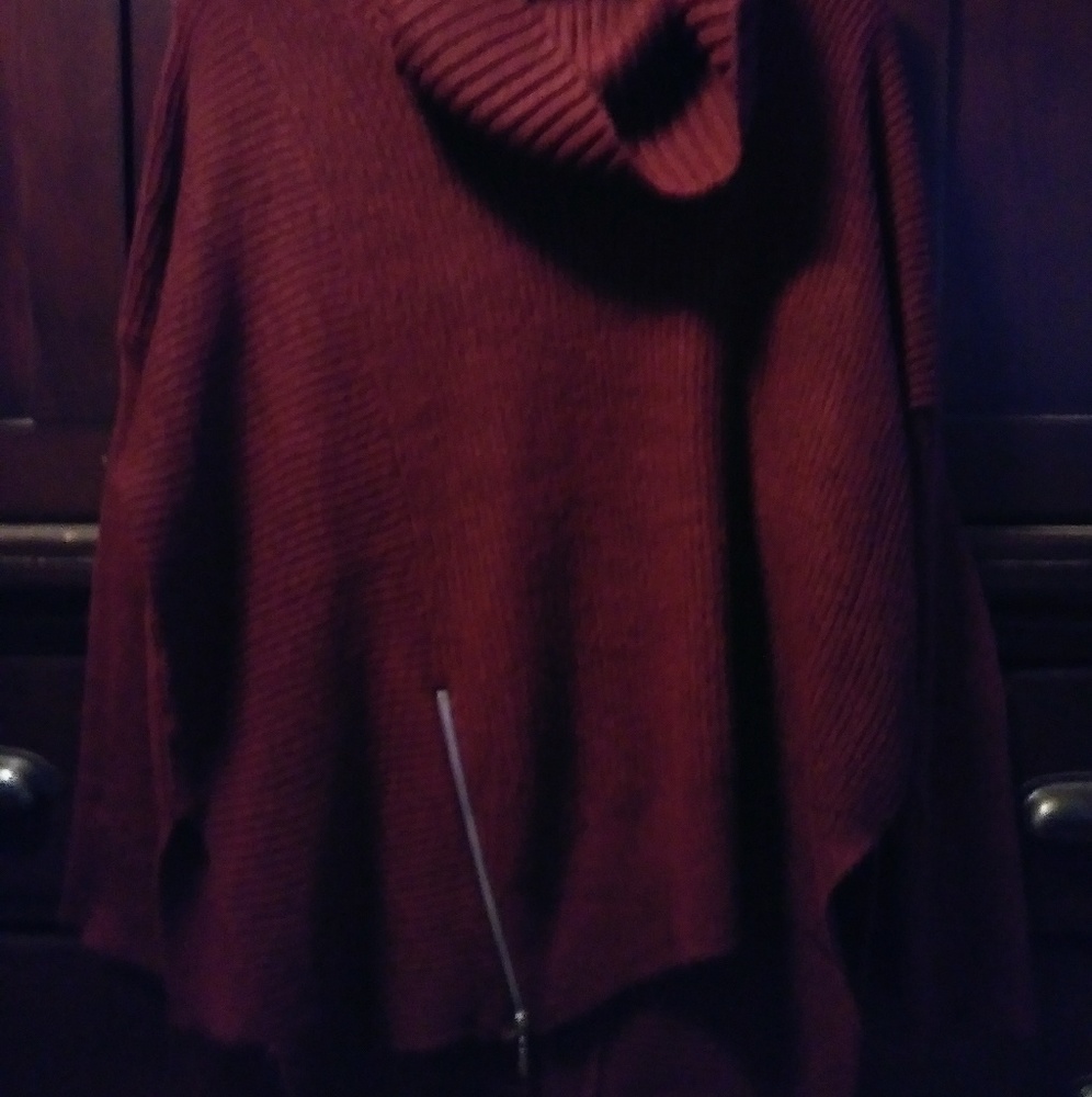 Burgandy sweater with built in scarf.